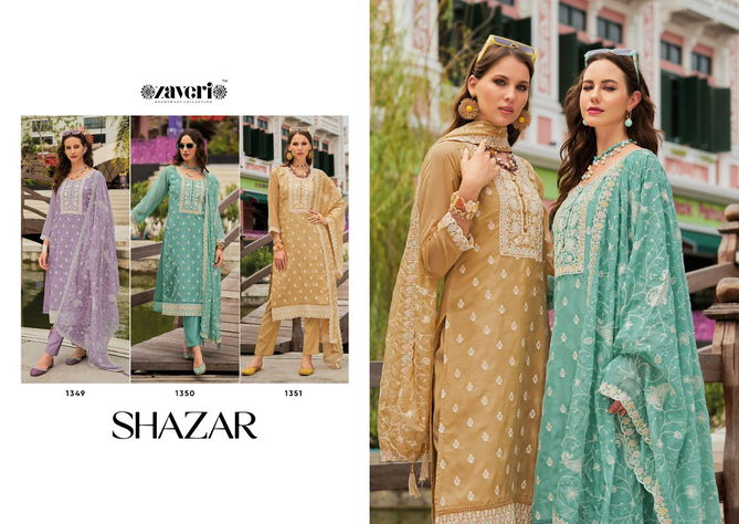 Shazar By Zaveri Organza Embroidery Kurti With Bottom Dupatta Wholesale In India